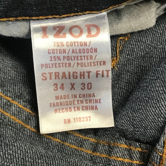 IZOD DENIM JEANS  34W 30L (#IZ23)  LIKE NEW - DARK DENIM - Picture 4 of 7